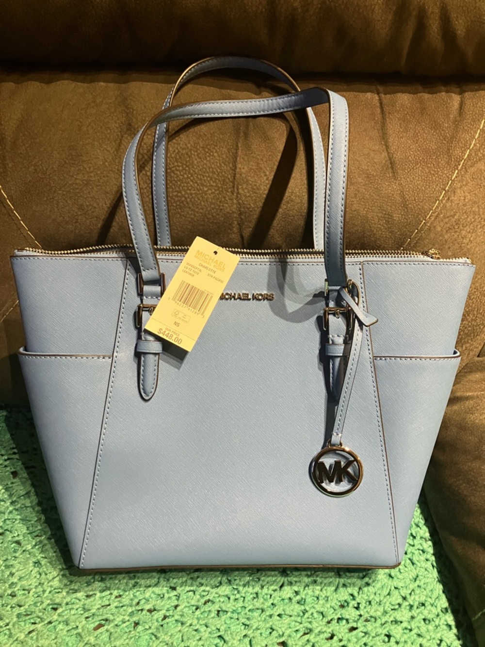 Michael Kors “Charlotte” Sky Blue Lg Tote Bag